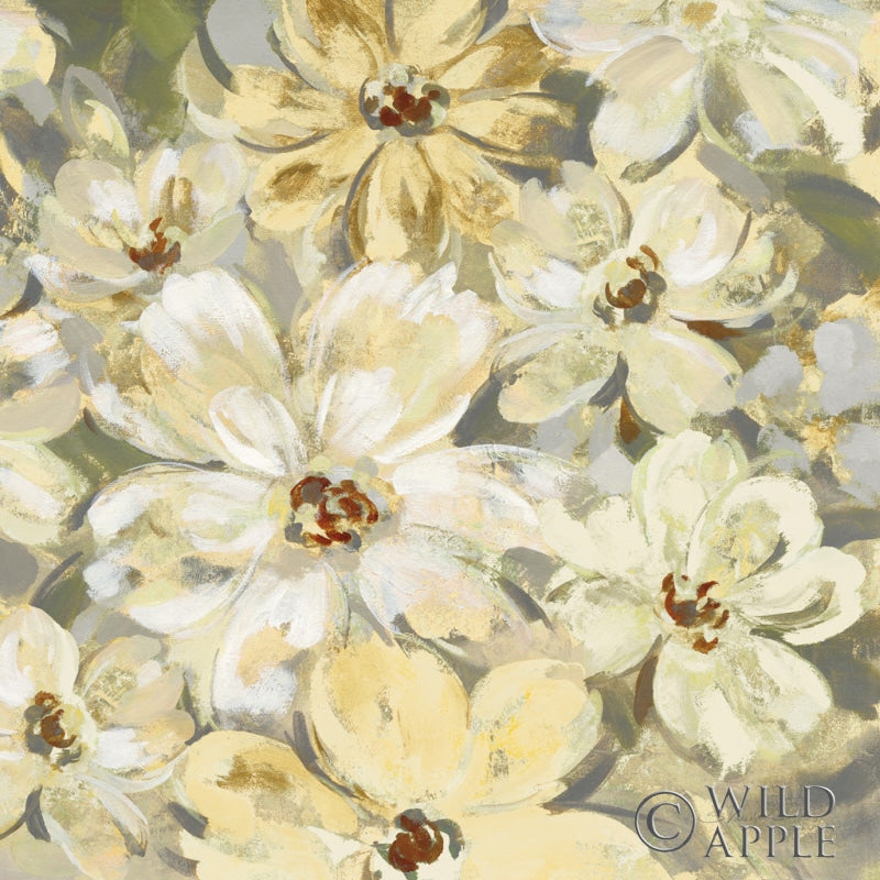 Reproduction of Scattered Spring Petals Neutral Gray Crop by Silvia Vassileva - Wall Decor Art