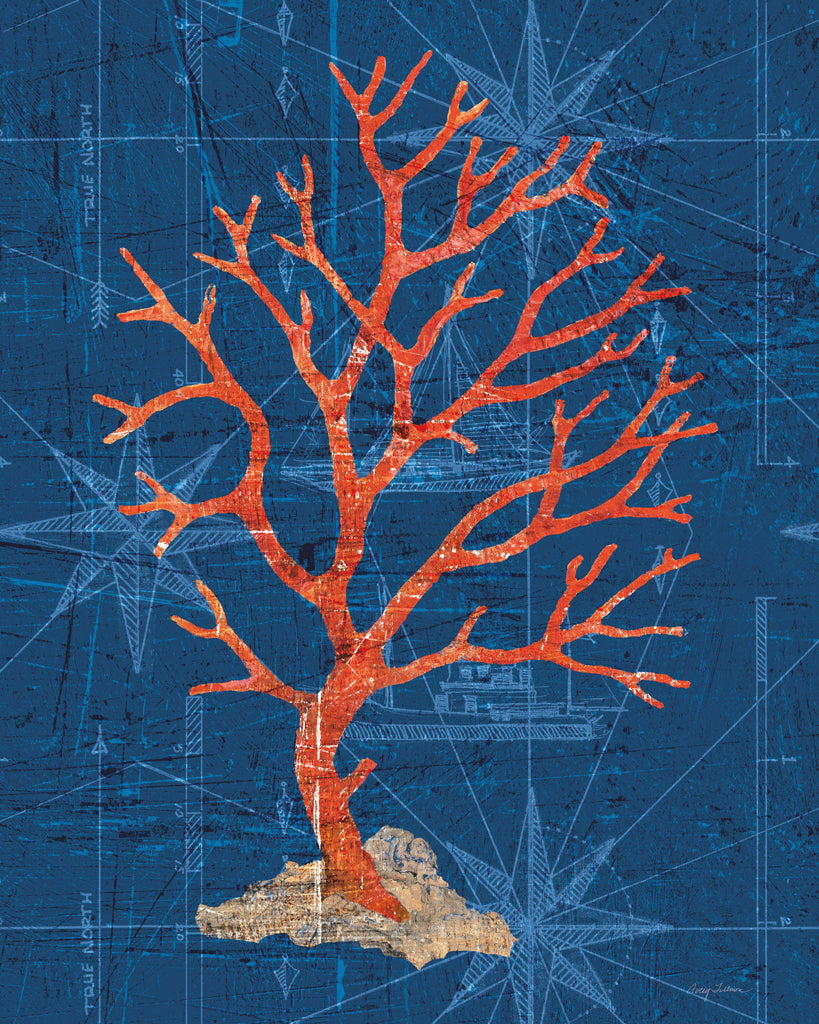 Reproduction of Textured Coral II Navy by Avery Tillmon - Wall Decor Art