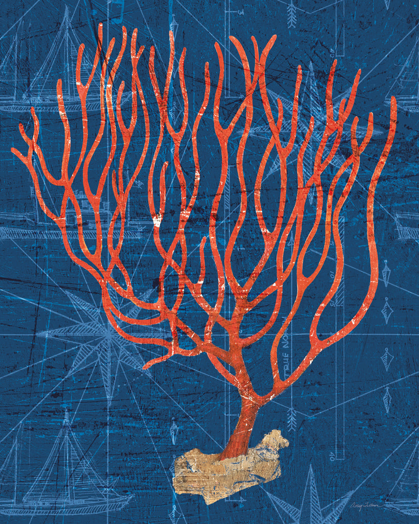 Reproduction of Textured Coral III Navy by Avery Tillmon - Wall Decor Art