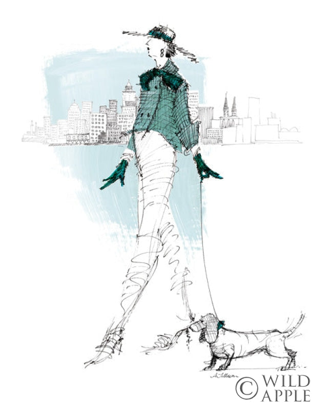 Reproduction of Walking the Dog Newbury Street by Avery Tillmon - Wall Decor Art