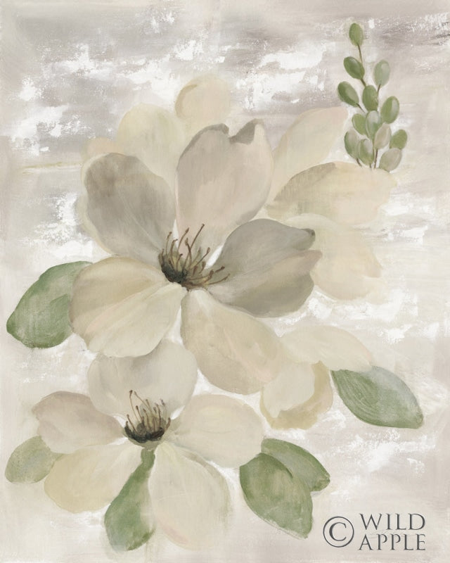 Reproduction of White on White Floral II Sage by Silvia Vassileva - Wall Decor Art