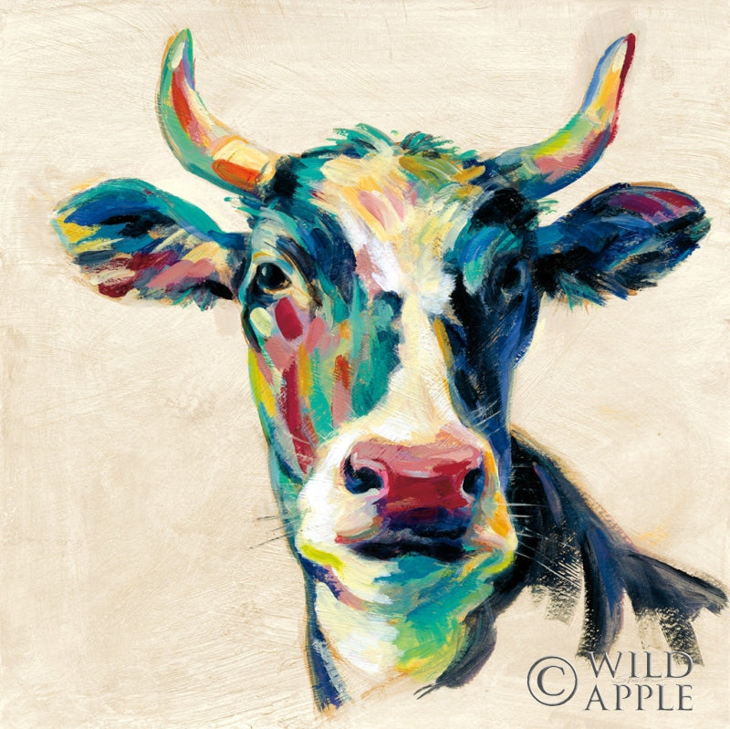 Reproduction of Expressionistic Cow II by Silvia Vassileva - Wall Decor Art