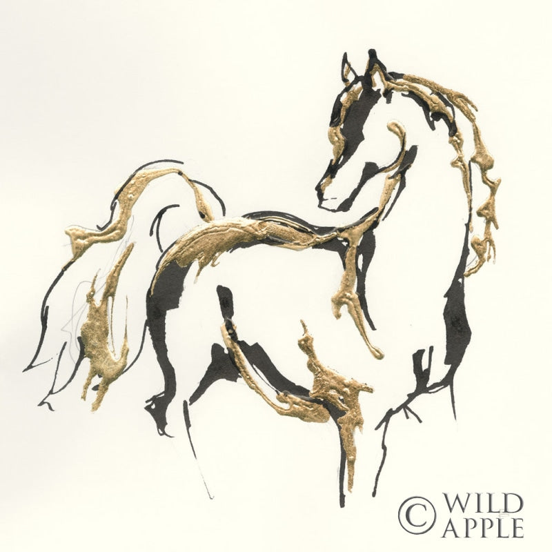 Reproduction of Golden Horse VIII by Chris Paschke - Wall Decor Art