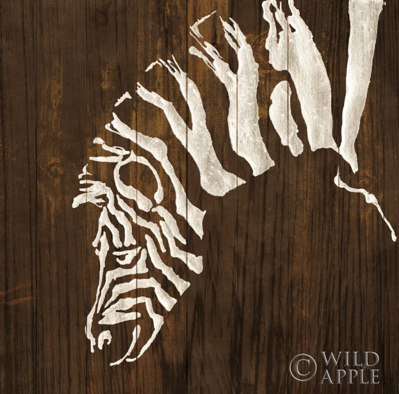 Reproduction of White Zebra on Dark Wood by Chris Paschke - Wall Decor Art