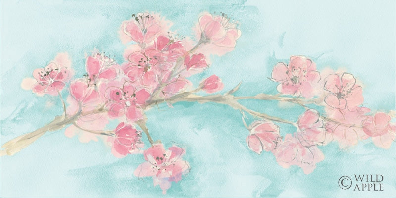 Reproduction of Cherry Blossom I Teal by Chris Paschke - Wall Decor Art