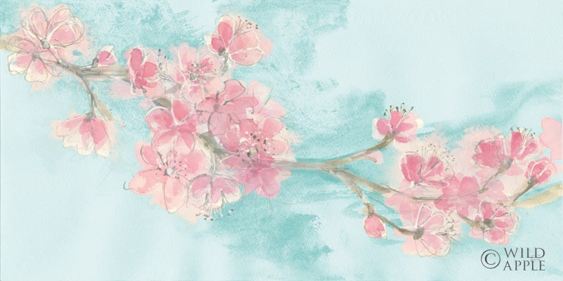 Reproduction of Cherry Blossom II Teal by Chris Paschke - Wall Decor Art
