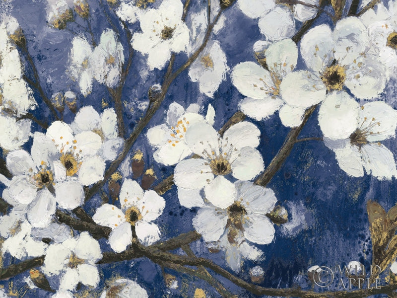 Reproduction of Cherry Blossoms I Indigo Crop by James Wiens - Wall Decor Art