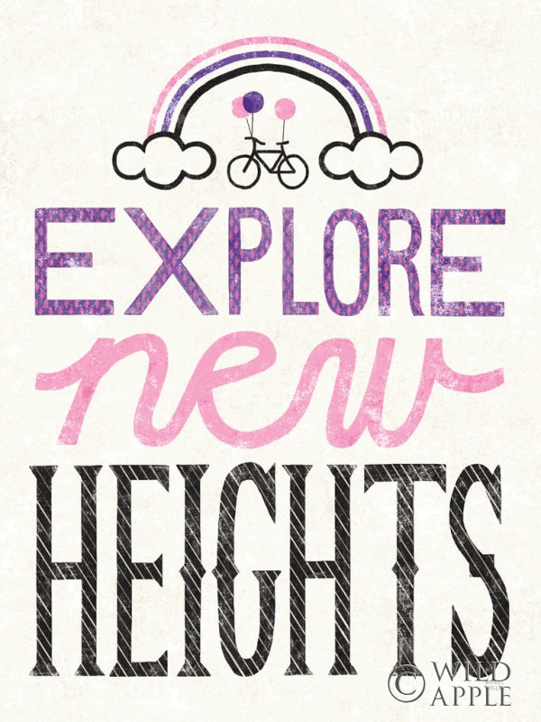 Reproduction of Explore New Heights Pink Purple by Michael Mullan - Wall Decor Art