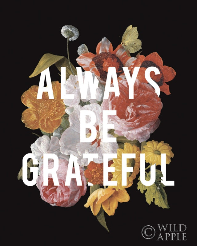 Reproduction of Floral Sentiment I Black Crop by Wild Apple Portfolio - Wall Decor Art