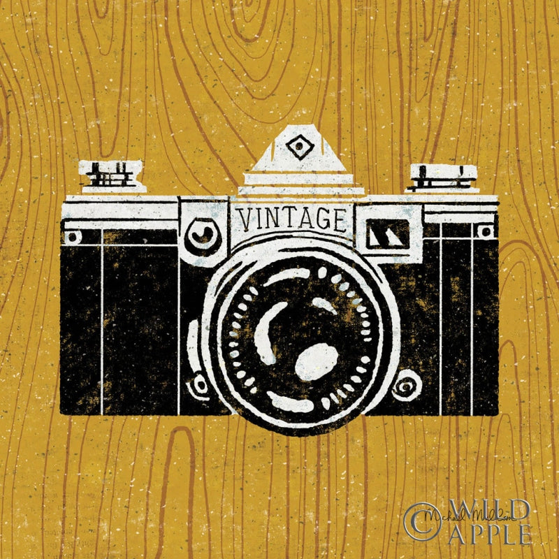 Reproduction of Vintage Camera on Wood by Michael Mullan - Wall Decor Art