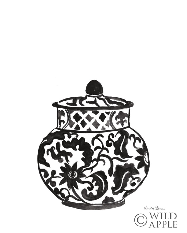 Reproduction of Chinoiserie II v2 Black by Farida Zaman - Wall Decor Art