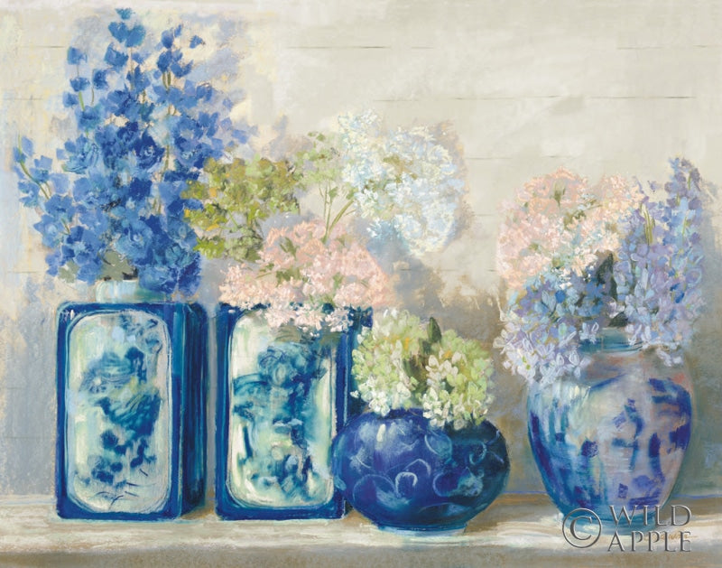 Reproduction of Ladys Mantle on Shiplap Coral by Carol Rowan - Wall Decor Art