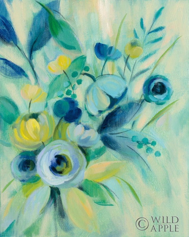 Reproduction of Elegant Blue Floral I by Silvia Vassileva - Wall Decor Art
