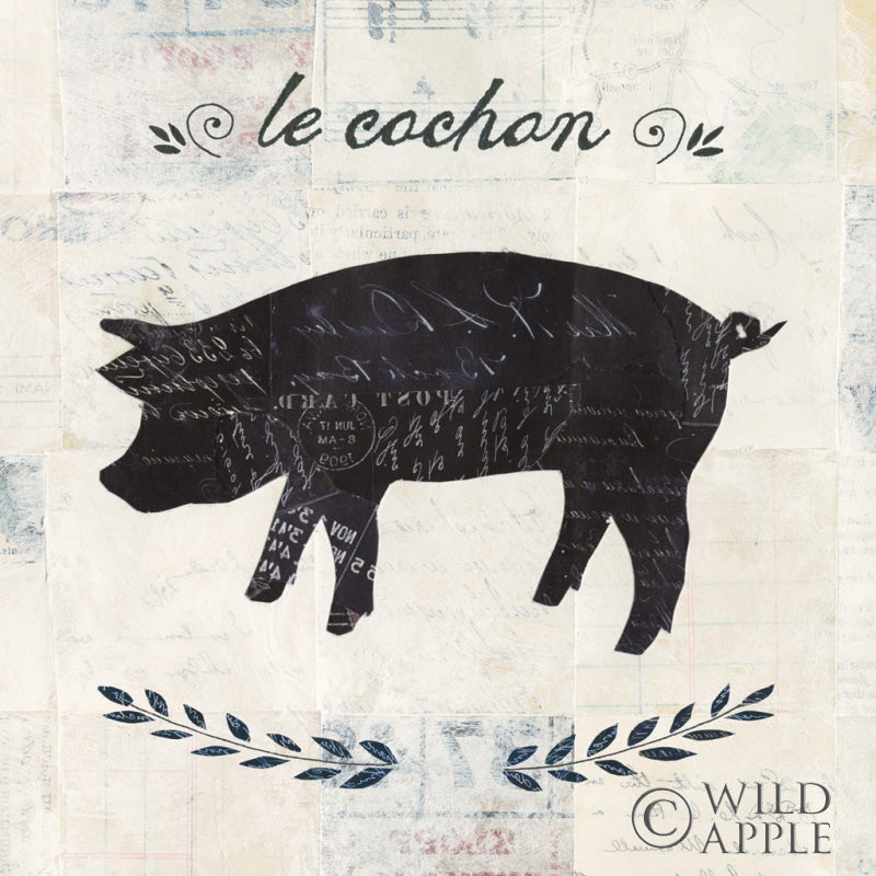 Reproduction of Le Cochon Silhouette Sq Words by Courtney Prahl - Wall Decor Art