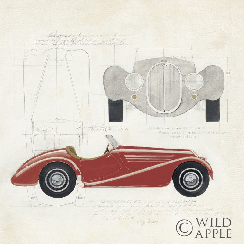 Reproduction of Roadster I Red Car by Avery Tillmon - Wall Decor Art