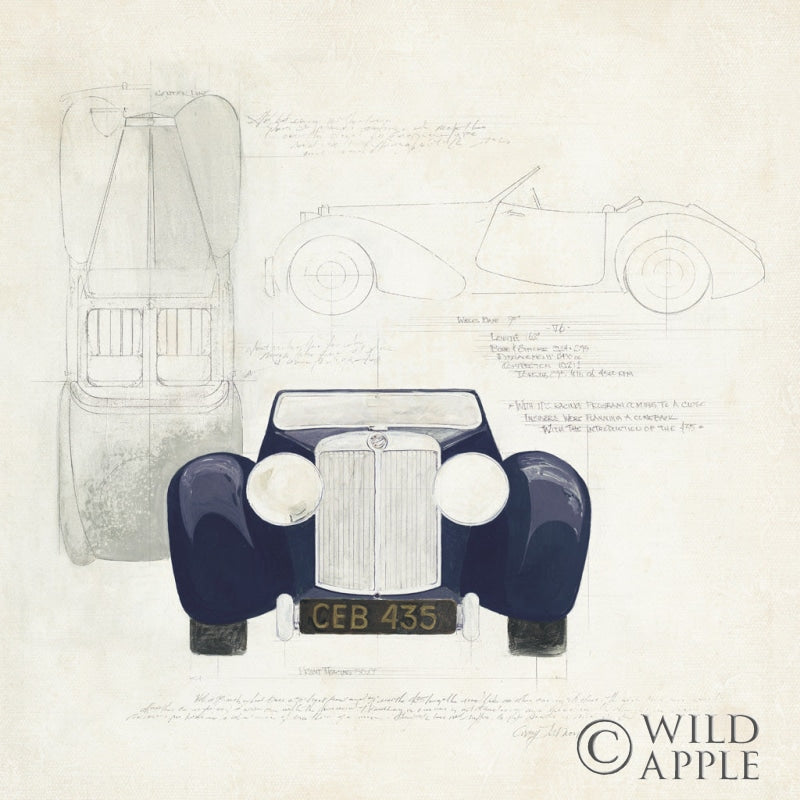 Reproduction of Roadster II Blue Car by Avery Tillmon - Wall Decor Art