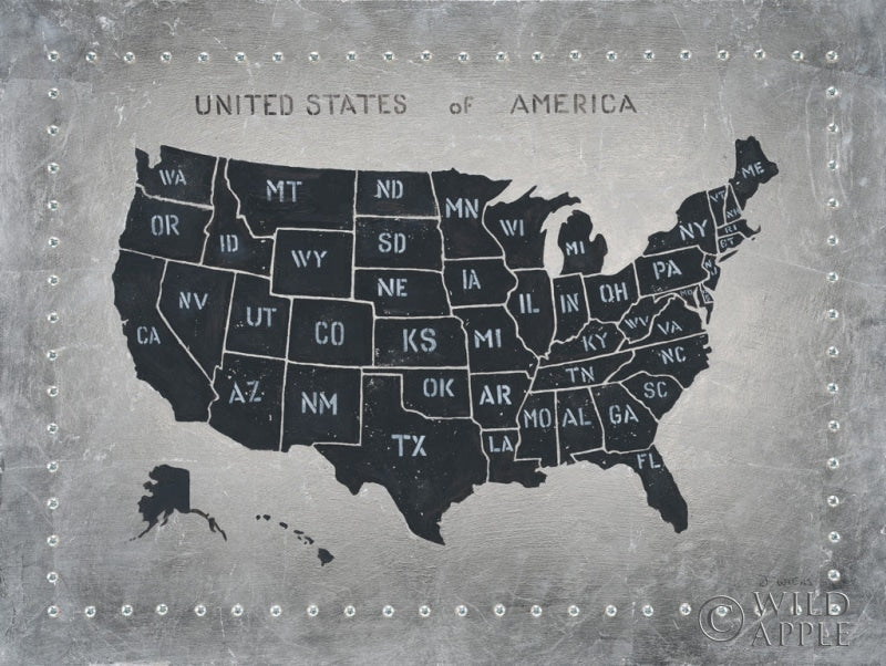 Reproduction of Riveting USA Map by James Wiens - Wall Decor Art