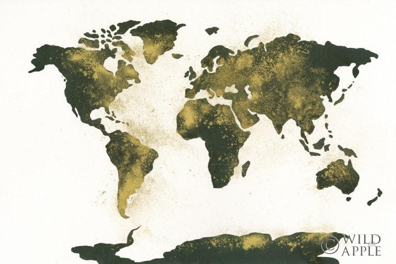 Reproduction of World Map Gold Dust by Chris Paschke - Wall Decor Art
