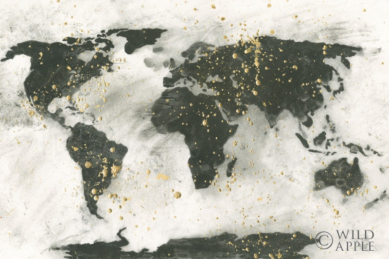 Reproduction of World Map Gold Speckle by Chris Paschke - Wall Decor Art