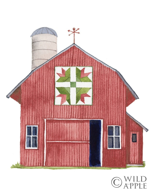 Reproduction of Life on the Farm Barn Element I Dark Red by Kathleen Parr McKenna - Wall Decor Art