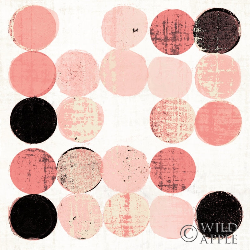 Reproduction of Dots II Square I Pink Black by Michael Mullan - Wall Decor Art