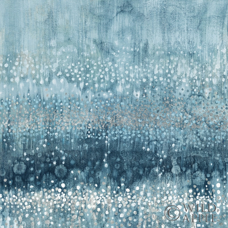 Reproduction of Rain Abstract III Blue Silver by Danhui Nai - Wall Decor Art