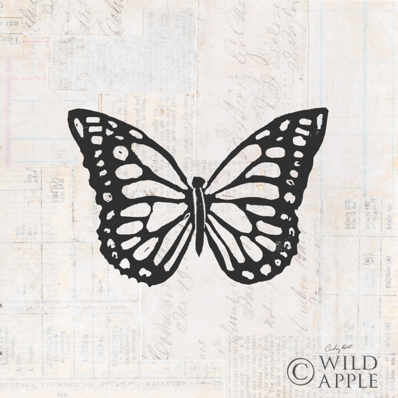 Reproduction of Butterfly Stamp BW by Courtney Prahl - Wall Decor Art