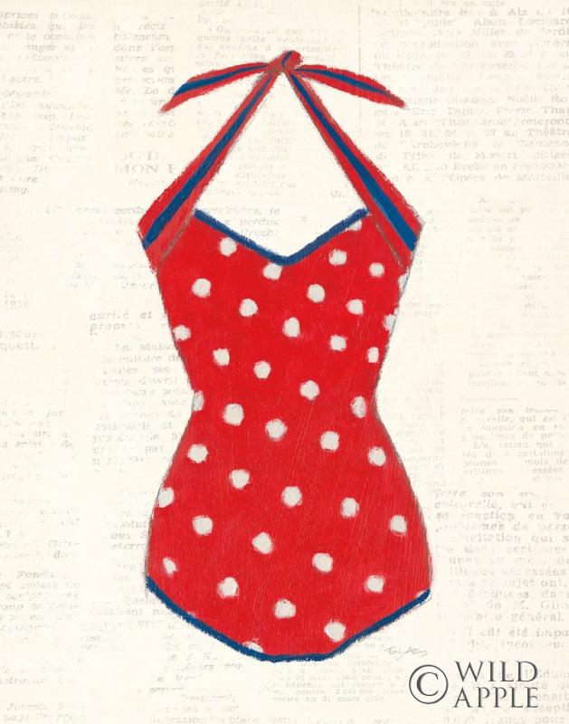 Reproduction of Retro Swimwear II Newsprint by Emily Adams - Wall Decor Art