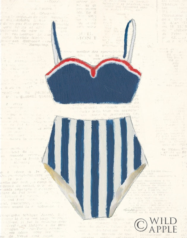 Reproduction of Retro Swimwear III Newsprint by Emily Adams - Wall Decor Art