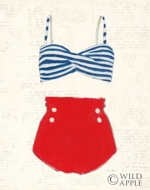Reproduction of Retro Swimwear IV Newsprint by Emily Adams - Wall Decor Art