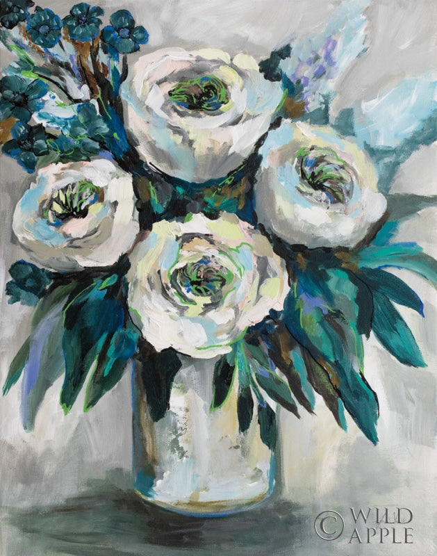 Reproduction of White Roses Bouquet Crop by Jeanette Vertentes - Wall Decor Art