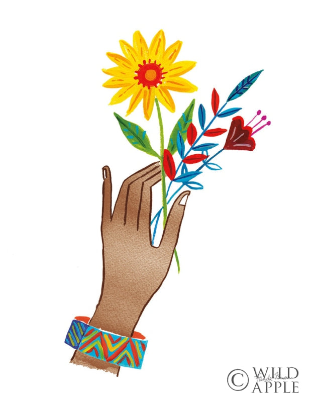 Reproduction of Floral Hand IV No Design Tan by Farida Zaman - Wall Decor Art