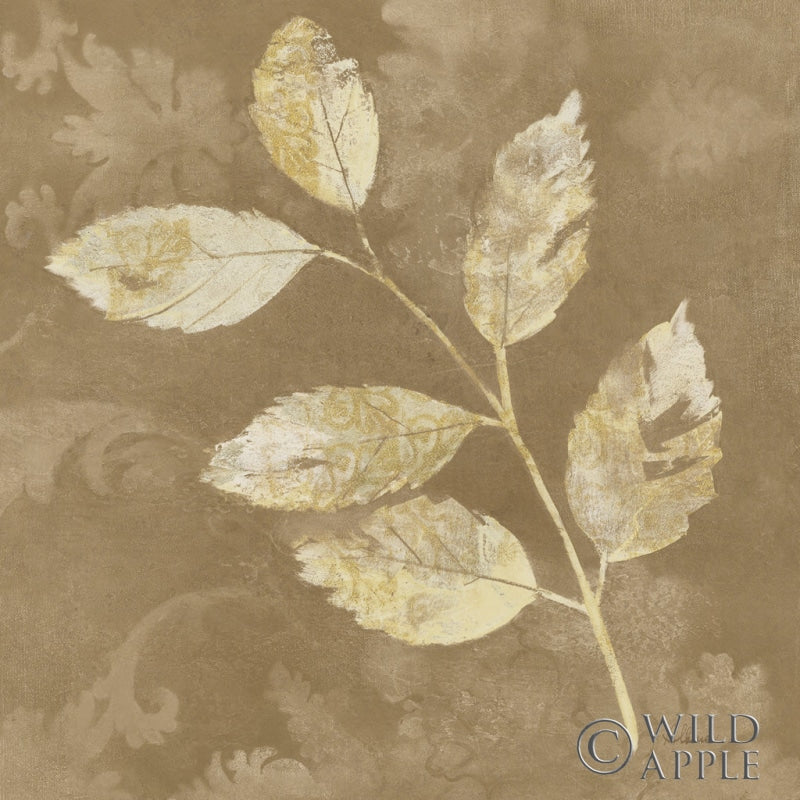 Reproduction of Autumn Leaves White on Taupe I by Albena Hristova - Wall Decor Art
