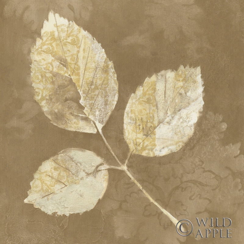 Reproduction of Autumn Leaves White on Taupe III by Albena Hristova - Wall Decor Art