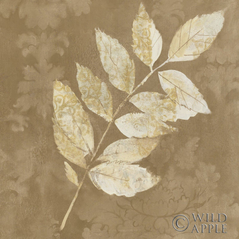 Reproduction of Autumn Leaves White on Taupe IV by Albena Hristova - Wall Decor Art