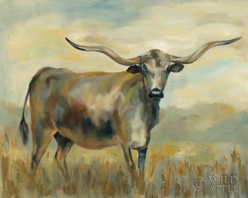 Reproduction of Longhorn Cow by Silvia Vassileva - Wall Decor Art