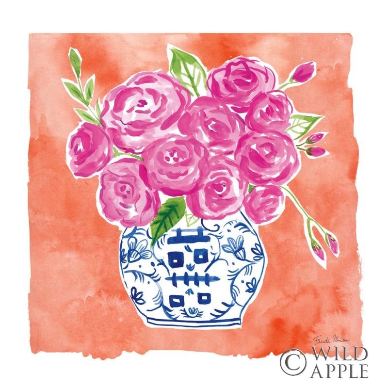 Reproduction of Chinoiserie Roses II by Farida Zaman - Wall Decor Art