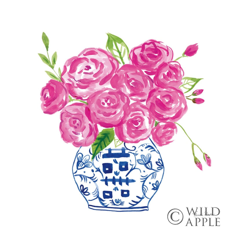 Reproduction of Chinoiserie Roses on White II by Farida Zaman - Wall Decor Art