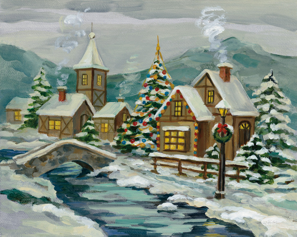 Reproduction of Twilight Christmas Village by Silvia Vassileva - Wall Decor Art