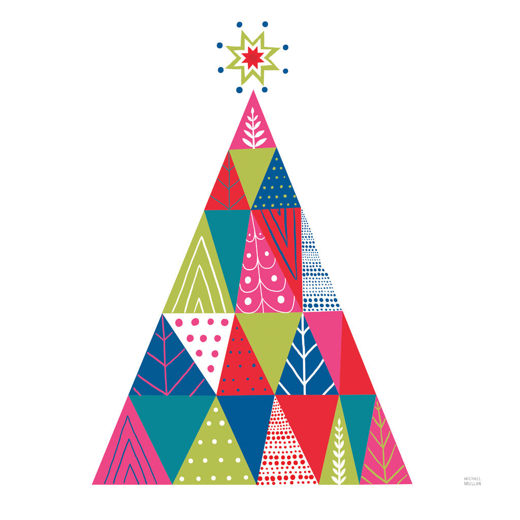 Reproduction of Geometric Holiday Trees I Bright by Michael Mullan - Wall Decor Art