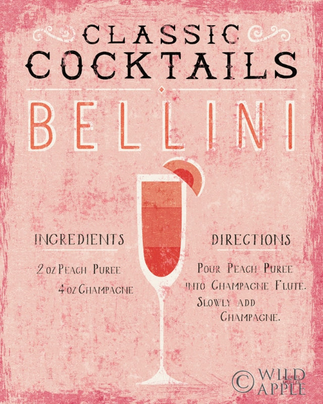 Reproduction of Classic Cocktails Bellini Pink by Michael Mullan - Wall Decor Art