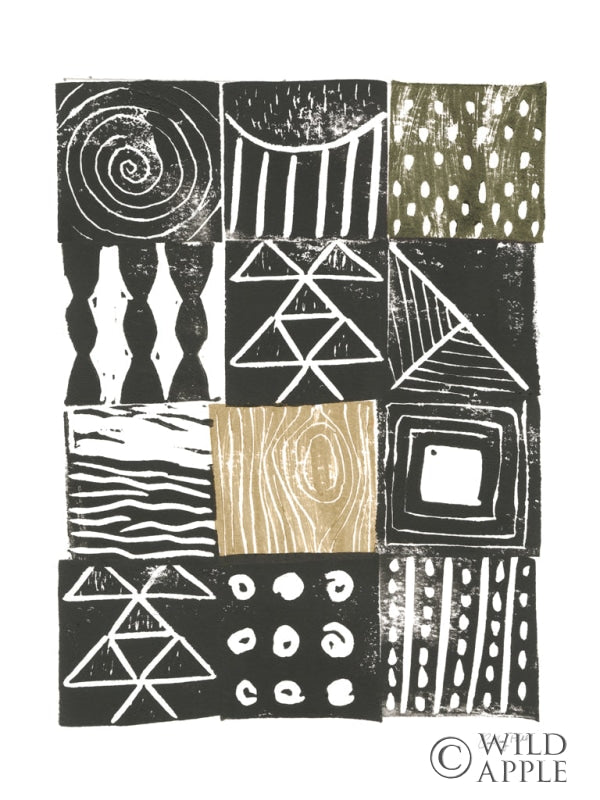 Reproduction of Block Print V Green Sand by Courtney Prahl - Wall Decor Art