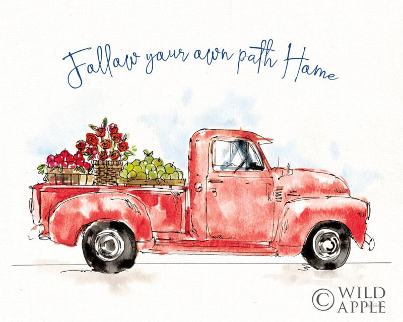 Reproduction of Americana Mood VIII Red Truck Blue by Anne Tavoletti - Wall Decor Art