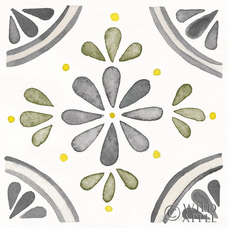 Reproduction of Garden Getaway Tile I Gray Green by Laura Marshall - Wall Decor Art