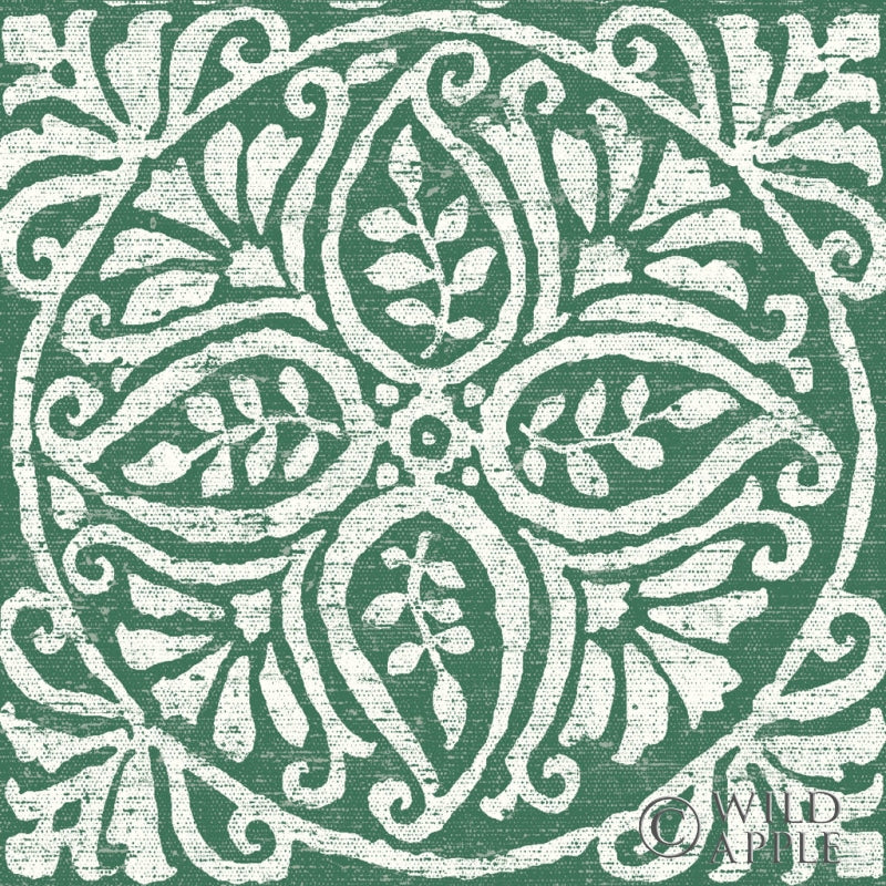 Reproduction of Amadora Dark Green Tile IV by Wild Apple Portfolio - Wall Decor Art