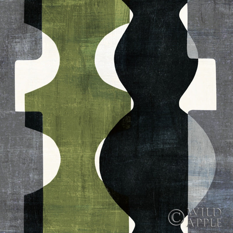 Reproduction of Geometric Deco II with Green by Wild Apple Portfolio - Wall Decor Art