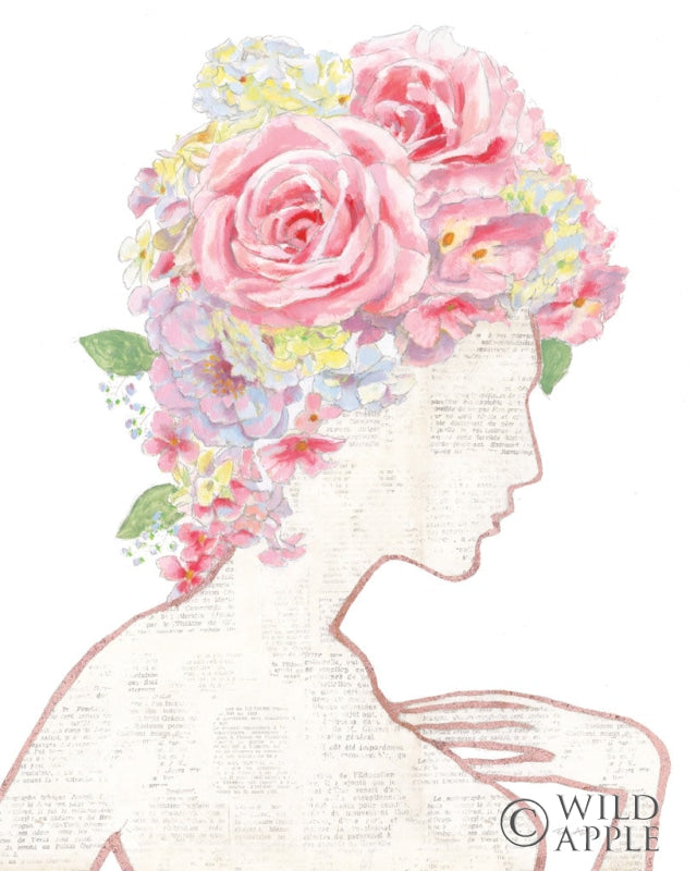 Reproduction of She Dreams of Roses I Gold by Emily Adams - Wall Decor Art