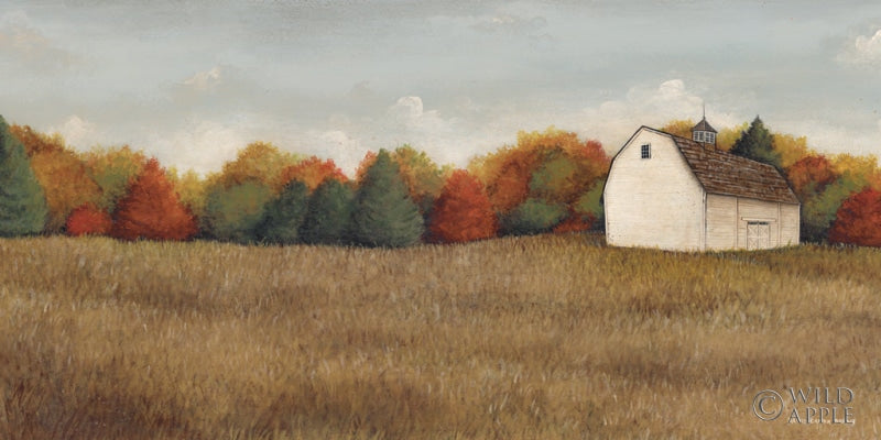 Reproduction of White Barn in Field Neutral by David Carter Brown - Wall Decor Art