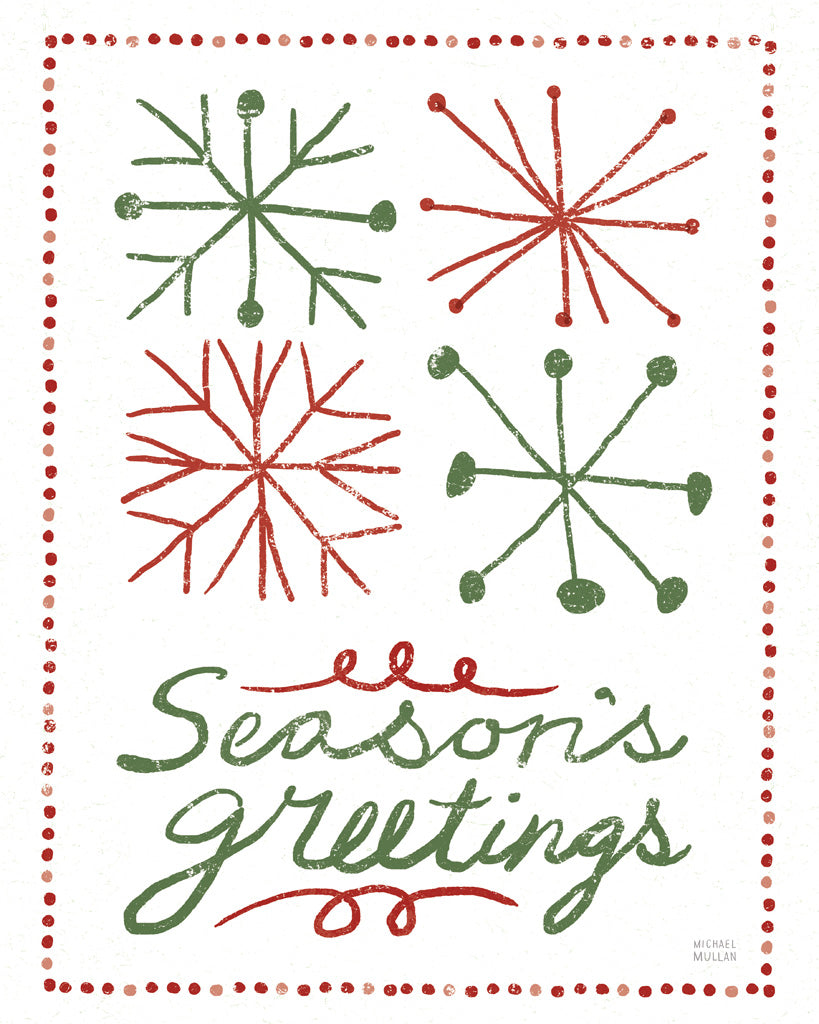 Reproduction of Merry Christmastime Snow Flake White Crop by Michael Mullan - Wall Decor Art