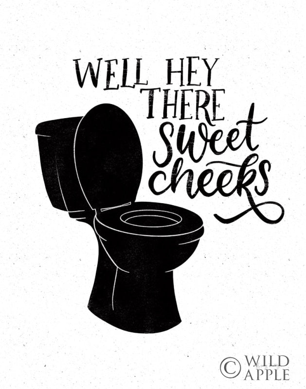 Reproduction of Bathroom Puns III Black by Becky Thorns - Wall Decor Art